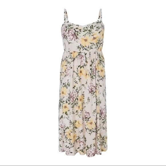 TORRID IVORY FLORAL CHALLIS MIDI DRESS - Picture 1 of 7